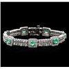 2.84 ctw Emerald and Diamond Bracelet - 14KT White Gold