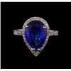 Image 2 : 14KT White Gold 5.93 ctw Tanzanite and Diamond Ring