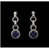 Image 1 : 2.00 ctw Sapphire and Diamond Earrings - 14KT White Gold
