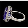 Image 4 : 11.13 ctw Tanzanite Stone and Diamond Ring - 14KT White Gold