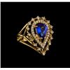14KT Yellow Gold 1.69 ctw Tanzanite and Diamond Ring