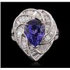 Image 2 : 18KT White Gold 5.36 ctw Tanzanite and Diamond Ring