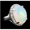 14.60 ctw Opal and Diamond Ring - 14KT White Gold