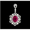 Image 1 : 4.70 ctw Rubellite And Diamond Pendant - 14KT White Gold
