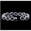 Image 3 : 16.95 ctw Blue Sapphire and Diamond Bracelet - 18KT White Gold