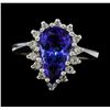 Image 2 : 3.35 ctw Tanzanite and Diamond Ring - 14KT White Gold