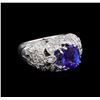 3.35 ctw Tanzanite and Diamond Ring - 14KT White Gold