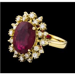 4.97 ctw Ruby and Diamond Ring - 14KT Yellow Gold