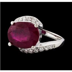 8.21 ctw Ruby and Diamond Ring - 14KT White Gold