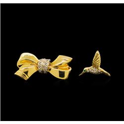 14KT Yellow Gold Hummingbird and Ribbon Pins