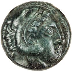 MACEDONIAN KINGDOM: Alexander III, the Great, 336-323 BC, AE unit (16 mm) (6.18g), ND. NGC EF