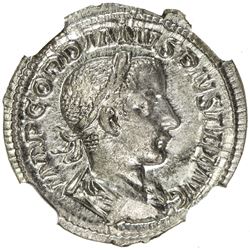 ROMAN EMPIRE: Gordian III, 238-244 AD, AR denarius (2.86g), ND. NGC MS