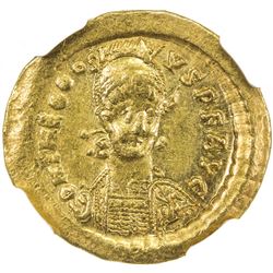 ROMAN EMPIRE: Theodosius II, 402-450 AD, AV solidus (4.49g), ND (441-450 AD). NGC AU