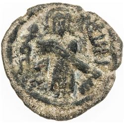 ARAB-BYZANTINE: Standing Caliph, ca. 690s, AE fals (2.93g), Iliya (= Jerusalem), ND. F-VF