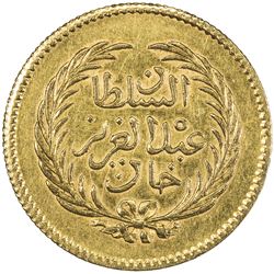 TUNIS: Muhammad al-Sadiq, 1859-1882, AV 10 piastres (1.91g), Tunis, AH1281. EF