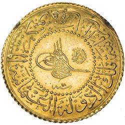 TURKEY: Abdul Hamid II, 1876-1909, AV 50 kurush, Kostantiniye, AH1293 year 18. EF