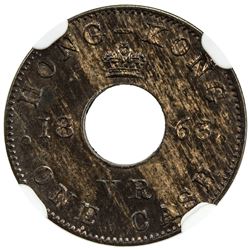 HONG KONG: Victoria, 1841-1901, AE cash, 1863. NGC PF63