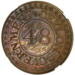 CEYLON: George III, 1760-1820, AE 1/48 rixdollar, 1804. NGC PF62