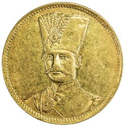 IRAN: Nasir al-Din Shah, 1848-1896, AV toman (2.86g), Tehran, ND. EF
