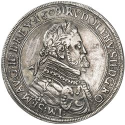 AUSTRIA: Rudolf II, 1576-1612, AR thaler, Hall, 1609. VF