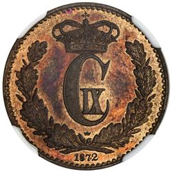 DENMARK: Christian IX, 1863-1906, AE rigsmontskilling, 1872. NGC MS64