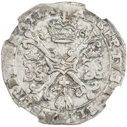 FLANDERS: Albrecht and Isabella, 1598-1621, AR 1/4 patagon, ND (1612-21). NGC MS62