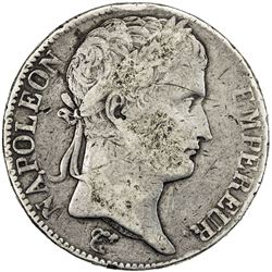 FRANCE: Napoleon I, Emperor, 1804-1814 & 1815, AR 5 francs, ND. F
