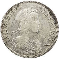 FRANCE: Louis XIV, 1643-1715, AR ecu, Rouen, 1646-B. F