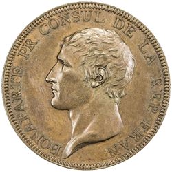 FRANCE: Napoleon I, 1799-1814, 1815, AE medal (32.67g), 1802. AU