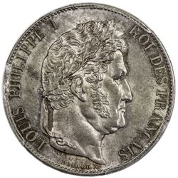 FRANCE: Louis Philippe I, 1830-1848, AR 5 francs, Paris, 1846-A. PCGS MS63