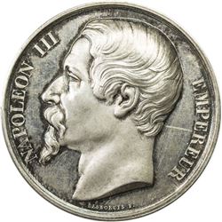 FRANCE: Napoleon III, 1852-1870, AR medal (20.16g), 1860. UNC