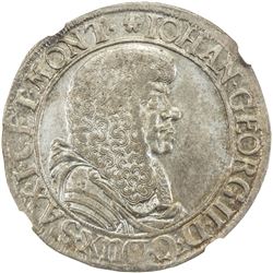 SAXONY: Johann Georg II, 1656-1680, AR 1/3 thaler, 1673. NGC MS62