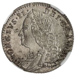GREAT BRITAIN: George II, 1727-1760, AR 6 pence, 1758. NGC MS65