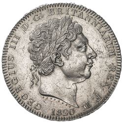 GREAT BRITAIN: George III, 1760-1820, AR crown, 1820. AU