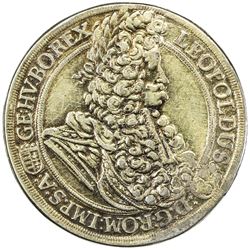 HUNGARY: Leopold I "the Hogmouth", 1657-1705, AR thaler (26.86g), 1698-KB. VF-EF