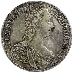 HUNGARY: Maria Theresa, 1740-1780, AR thaler, 1763-KB. PCGS EF45