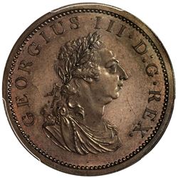 IRELAND: George III, 1760-1820, AE penny, 1805. PCGS MS63