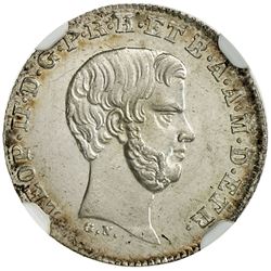 TUSCANY: Leopold II, 2nd reign, 1849-1859, AR 1/2 paolo, 1857. NGC MS64