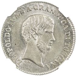 TUSCANY: Leopold II, 1824-1848 & 1849-1858, AR fiorino, 1856. NGC MS64