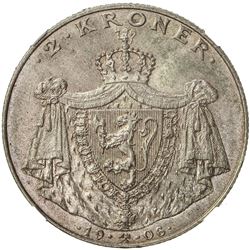 NORWAY: Haakon VII, 1905-1957, AR 2 kroner, 1906. NGC MS65