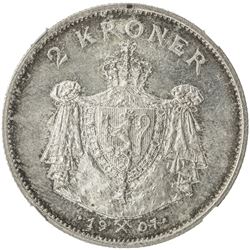 NORWAY: Haakon VII, 1905-1957, AR 2 kroner, 1907. NGC MS65