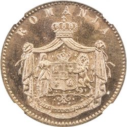 ROMANIA: Carol I, Prince, 1866-1881, AE 5 bani, 1867. NGC MS65