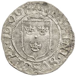 SWEDEN: Karl IX, as regent, 1598-1604, AR 1/2 ore (1.46g), 1599. VF-EF