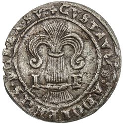 SWEDEN: Gustaf II Adolf, 1611-1632, AE fyrk (6.21g), 1629. VF-EF