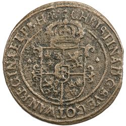 SWEDEN: Christina, 1632-1654, AE ore (52.26g), 1645. VF