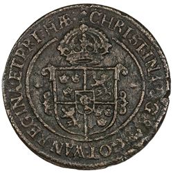 SWEDEN: Christina, 1632-1654, AE ore (51.17g), 1646. VF-EF