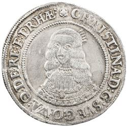 SWEDEN: Christina, 1632-1654, AR 1/2 riksdaler, 1644. EF