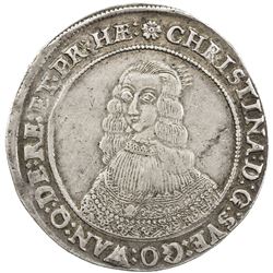 SWEDEN: Christina, 1632-1654, AR riksdaler, 1643. VF