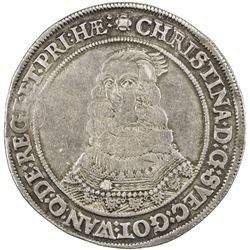 SWEDEN: Christina, 1632-1654, AR riksdaler, 1647. VF