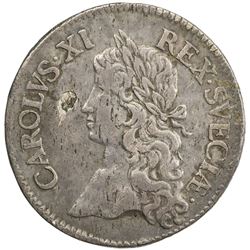 SWEDEN: Karl XI, 1660-1697, AR 2 mark, 1668. VF